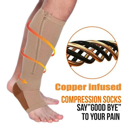 Chaussettes de Compression Confortables | Soutien et Soulagement Accrus avec Fermeture Éclair