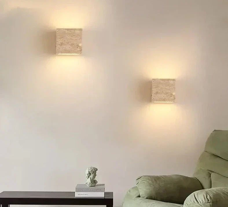 Applique Murale en Pierre Jaune | Éclairage Énergétiquement Efficace et Élégant