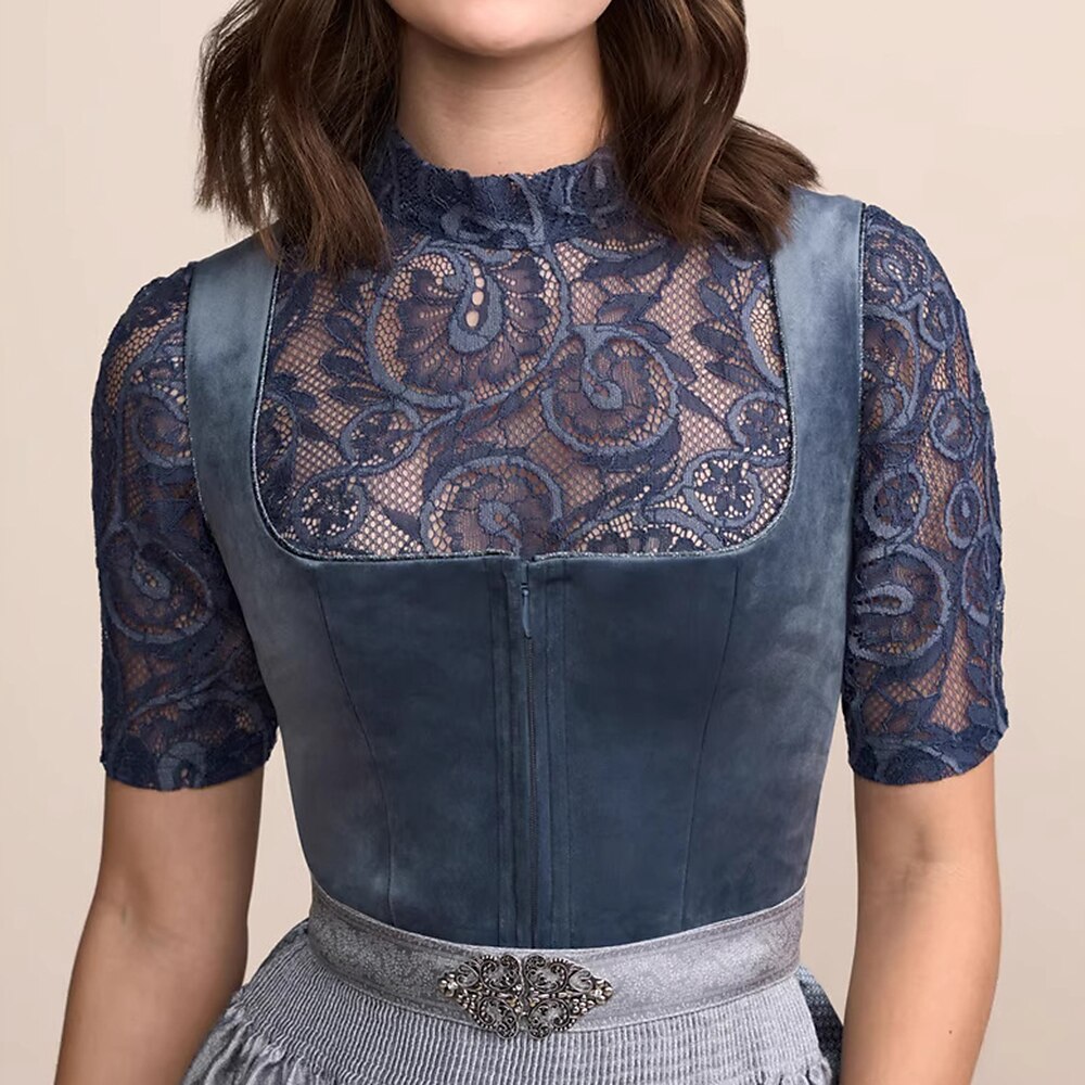 Robe Dirndl Traditionnelle en Bleu Foncé | Élégance Bavaroise pour Oktoberfest
