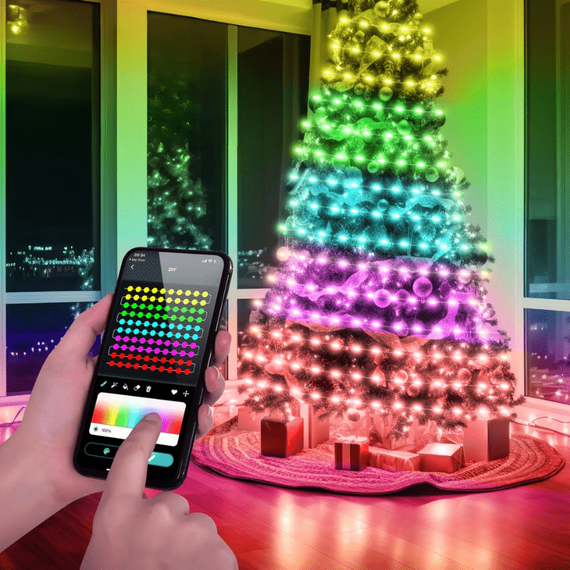 Éclairage LED RGBIC Multicolore | Ambiance Festive et Contrôle Facile