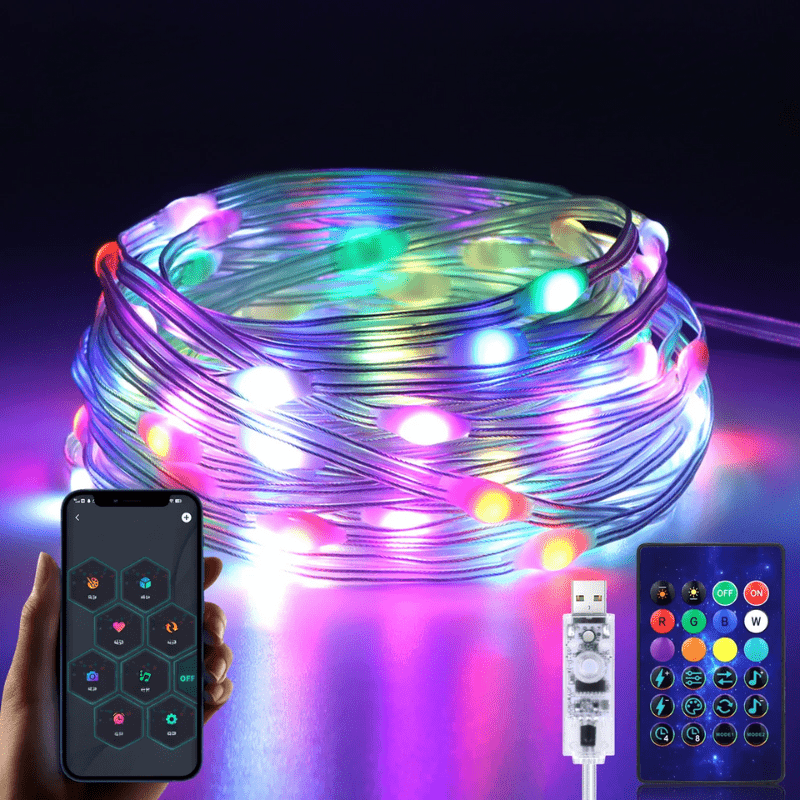 Éclairage LED RGBIC Multicolore | Ambiance Festive et Contrôle Facile
