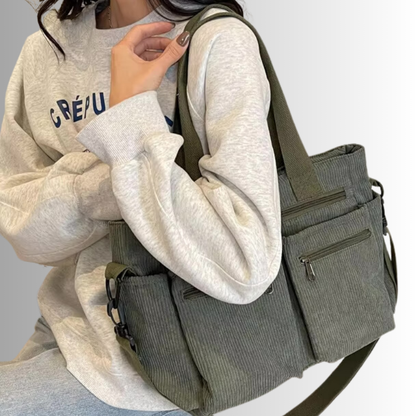 Sac fourre-tout en Velours Côtelé | Élégant et Pratique pour Quotidien
