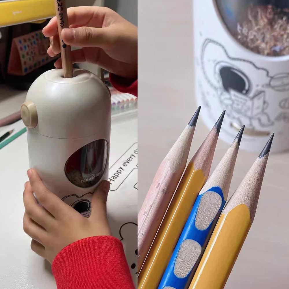 Taille-crayon Électrique Automatique | Design Astronaute et Fonction Pratique