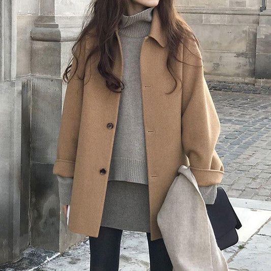 Manteau Femme Douillet à Fermeture Boutonnée | Mi-Long, Coupe Ample et Élégante
