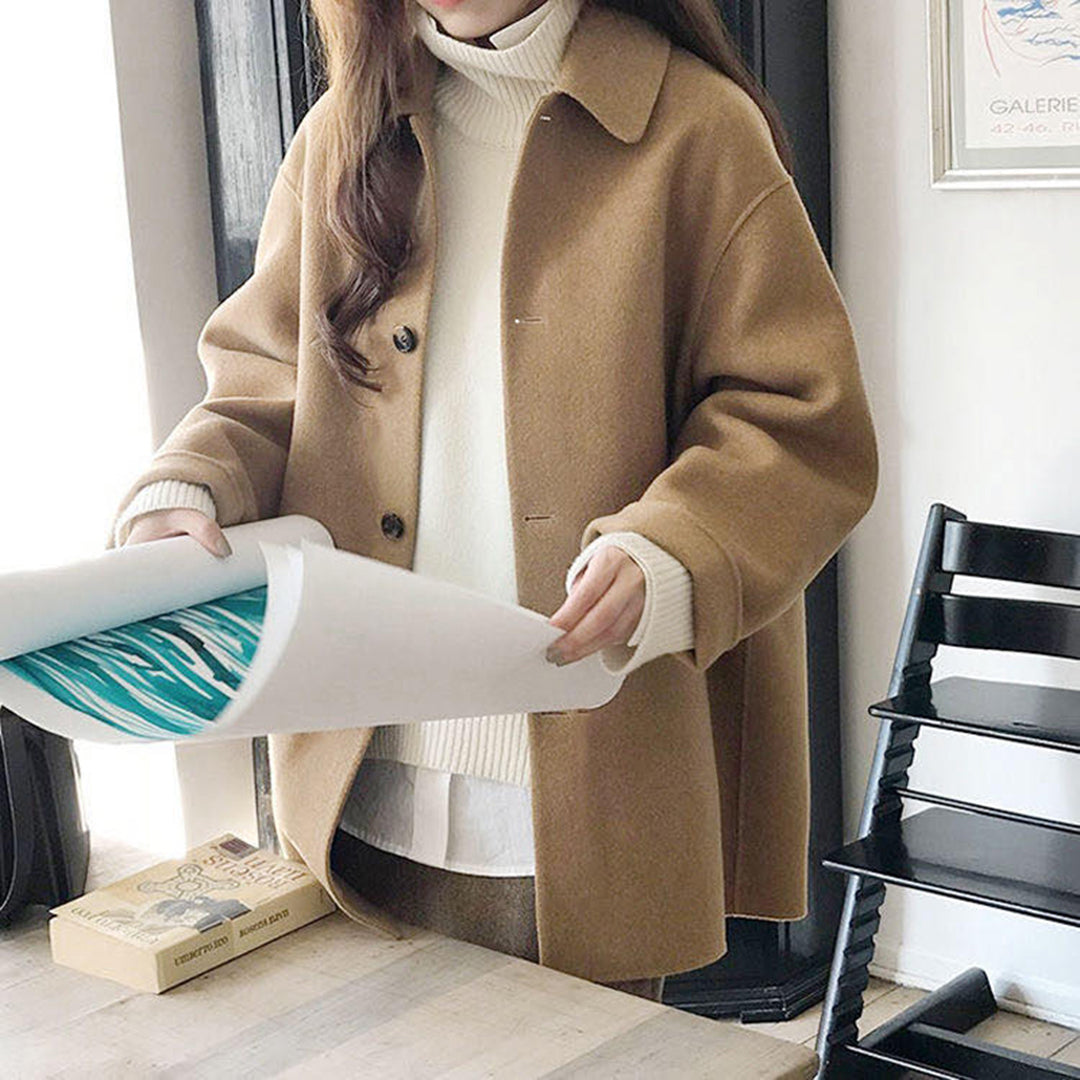 Manteau Femme Douillet à Fermeture Boutonnée | Mi-Long, Coupe Ample et Élégante