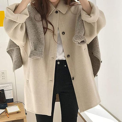 Manteau Femme Douillet à Fermeture Boutonnée | Mi-Long, Coupe Ample et Élégante