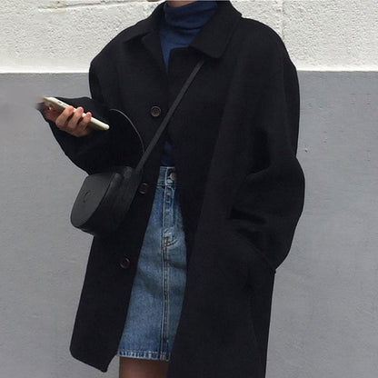 Manteau Femme Douillet à Fermeture Boutonnée | Mi-Long, Coupe Ample et Élégante