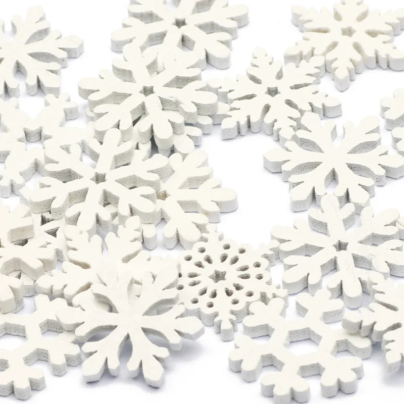Flocons de Neige en Bois Blanc | Idéal pour Décorations de Noël et DIY