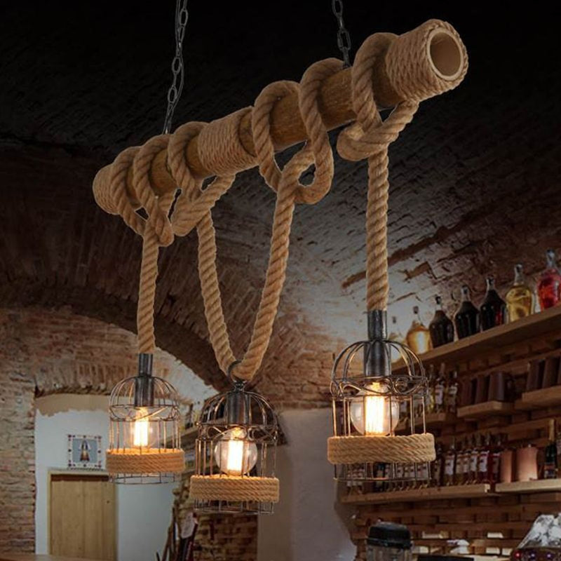 Plafonnier Rétro en Bois et Métal | Éclairage Élégant et Ambiance Chaleureuse