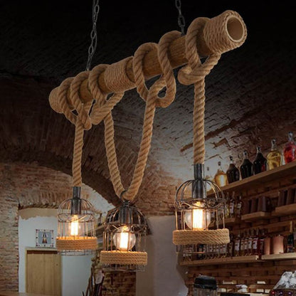 Plafonnier Rétro en Bois et Métal | Éclairage Élégant et Ambiance Chaleureuse