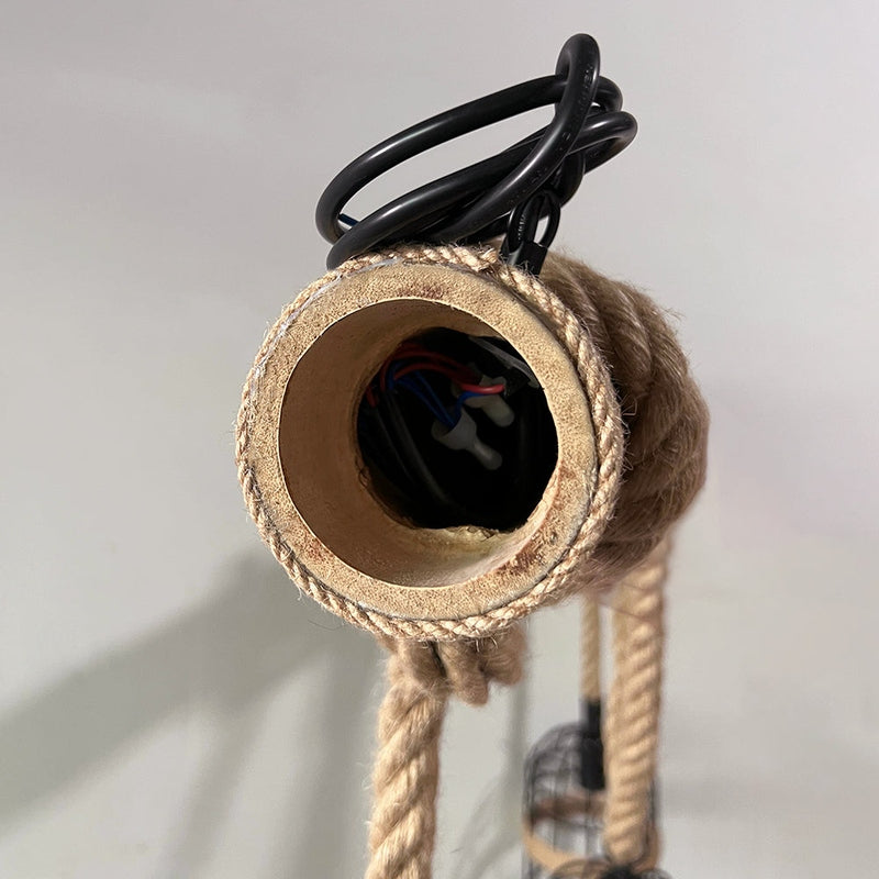 Plafonnier Rétro en Bois et Métal | Éclairage Élégant et Ambiance Chaleureuse