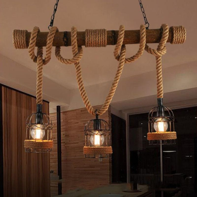 Plafonnier Rétro en Bois et Métal | Éclairage Élégant et Ambiance Chaleureuse