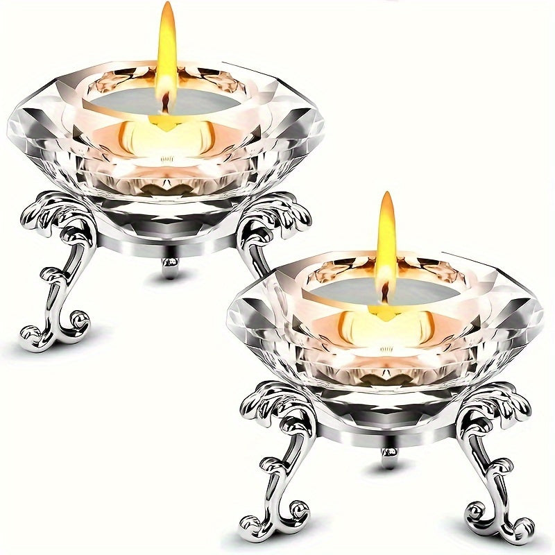 Porte-Bougies en Cristal Transparent | Ambiance Luxueuse et Romantique