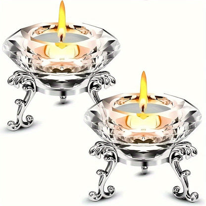 Porte-Bougies en Cristal Transparent | Ambiance Luxueuse et Romantique