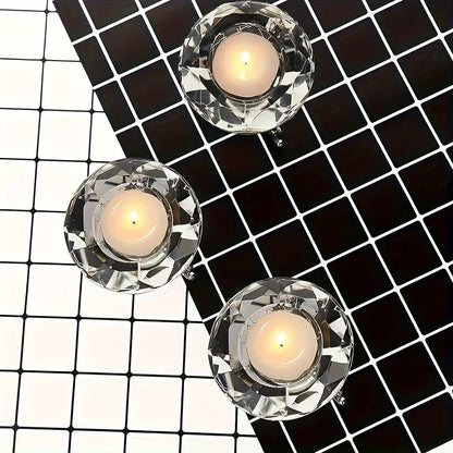 Porte-Bougies en Cristal Transparent | Ambiance Luxueuse et Romantique