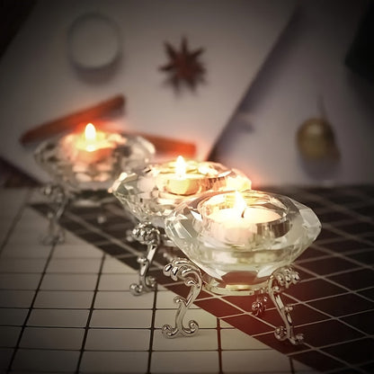 Porte-Bougies en Cristal Transparent | Ambiance Luxueuse et Romantique