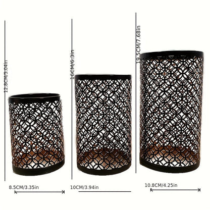 Porte-bougies en Fer Design | Ensemble Élégant de 3 Pièces