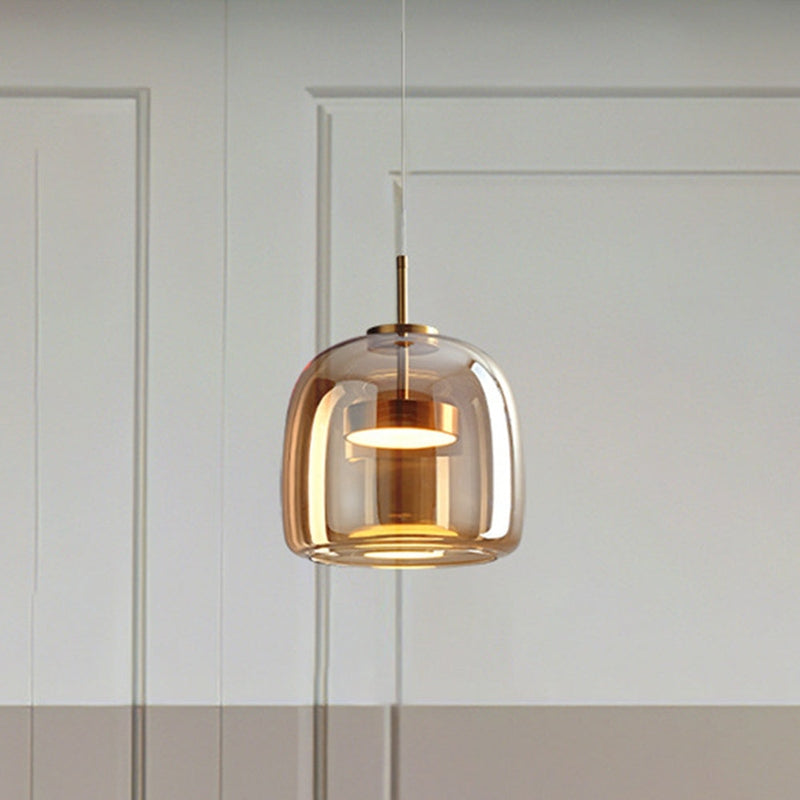 Suspension LED Rétro en Verre Doré | Éclairage Élégant et Écoénergétique
