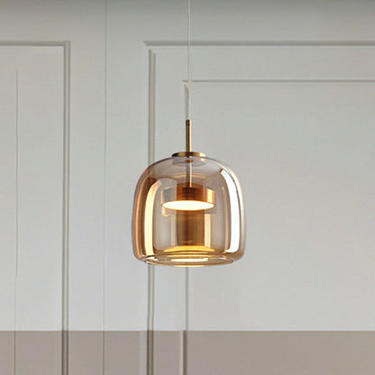 Suspension LED Rétro en Verre Doré | Éclairage Élégant et Écoénergétique