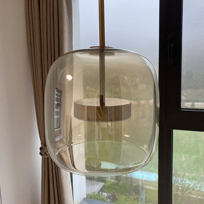 Suspension LED Rétro en Verre Doré | Éclairage Élégant et Écoénergétique