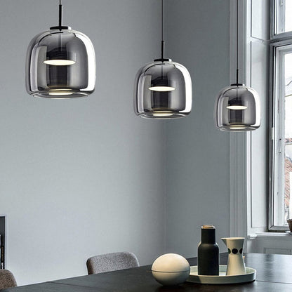 Suspension LED Rétro en Verre Doré | Éclairage Élégant et Écoénergétique