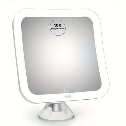 Miroir de Maquillage Éclairé 10X | Contrôle Tactile et Ventouse Pratique