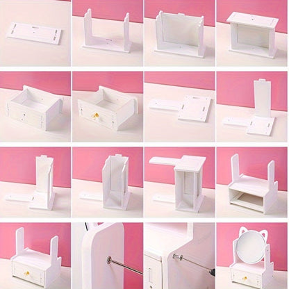 Miroir de Maquillage avec Rangement | Design Mignon et Pratique à Oreilles de Chat