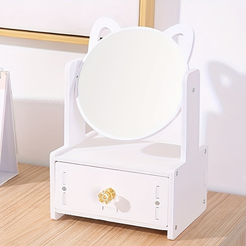 Miroir de Maquillage avec Rangement | Design Mignon et Pratique à Oreilles de Chat