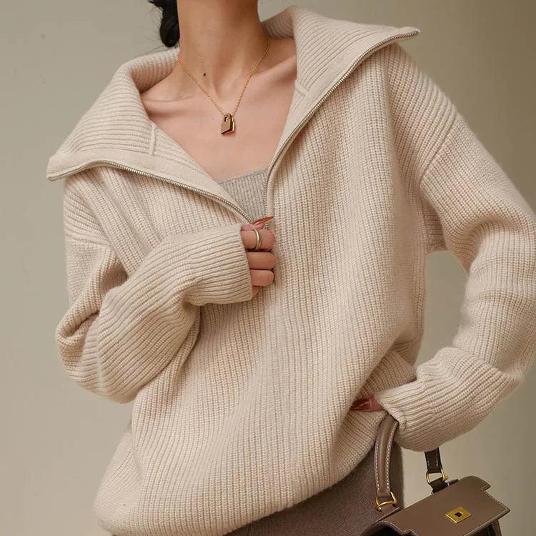 Pull Zippé en Cachemire pour Femmes | Confort Élégant et Polyvalent