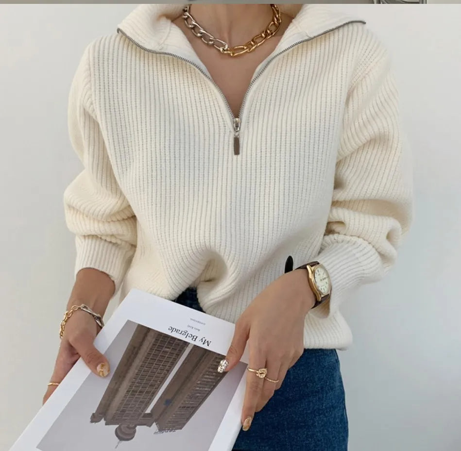 Pull Zippé en Cachemire pour Femmes | Confort Élégant et Polyvalent