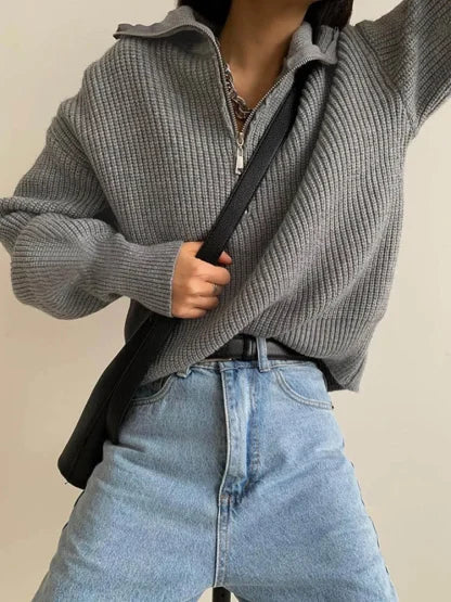Pull Zippé en Cachemire pour Femmes | Confort Élégant et Polyvalent