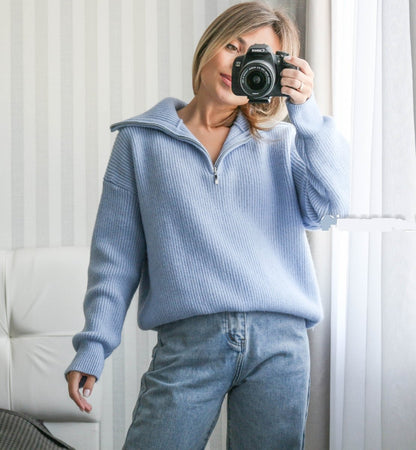 Pull Zippé en Cachemire pour Femmes | Confort Élégant et Polyvalent
