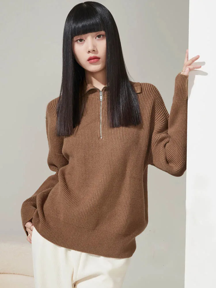 Pull Zippé en Cachemire pour Femmes | Confort Élégant et Polyvalent