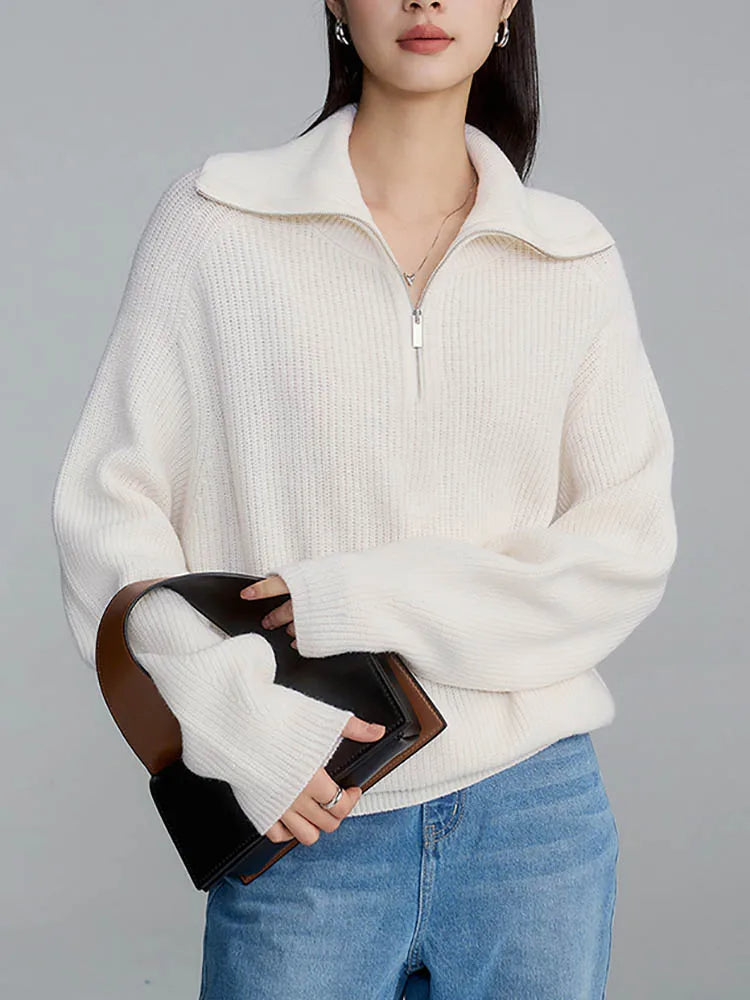 Pull Zippé en Cachemire pour Femmes | Confort Élégant et Polyvalent