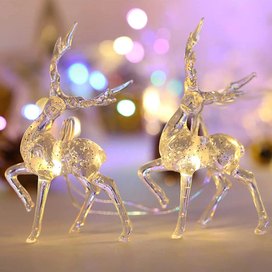 Guirlande d'Élan Lumineuse pour Noël | Décoration Festive avec 10 Lumières LED