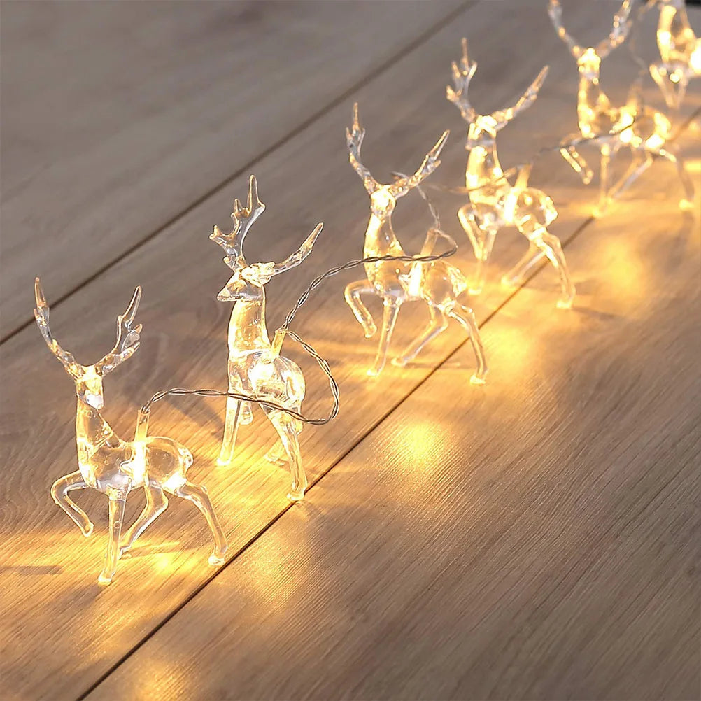 Guirlande d'Élan Lumineuse pour Noël | Décoration Festive avec 10 Lumières LED