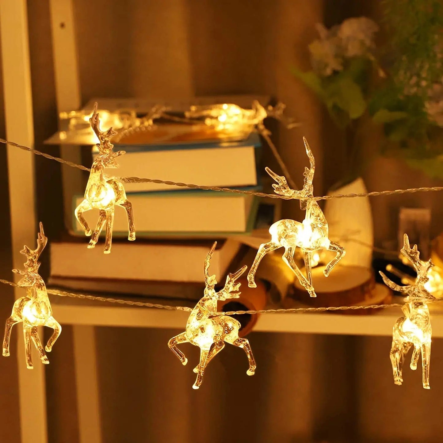 Guirlande d'Élan Lumineuse pour Noël | Décoration Festive avec 10 Lumières LED