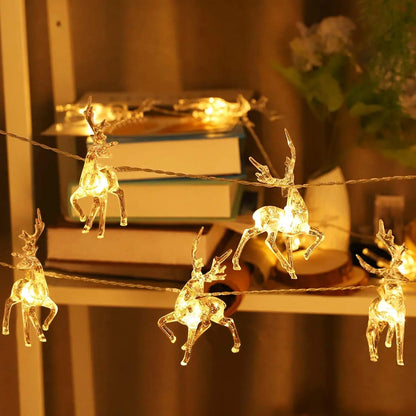 Guirlande d'Élan Lumineuse pour Noël | Décoration Festive avec 10 Lumières LED