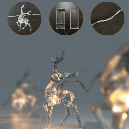 Guirlande d'Élan Lumineuse pour Noël | Décoration Festive avec 10 Lumières LED