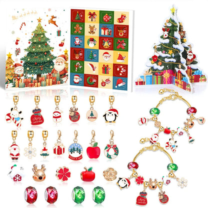 Bracelet de Compte à Rebours de Noël | Cristaux Colorés et Festifs pour Enfants