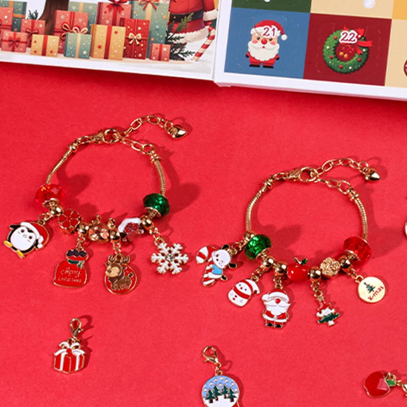 Bracelet de Compte à Rebours de Noël | Cristaux Colorés et Festifs pour Enfants