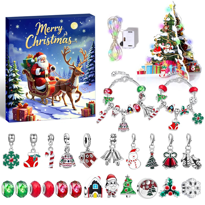 Bracelet de Compte à Rebours de Noël | Perles Colorées pour Enfants