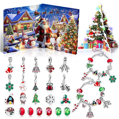 Bracelet de Compte à Rebours de Noël | Cristaux Colorés et Festifs pour Enfants