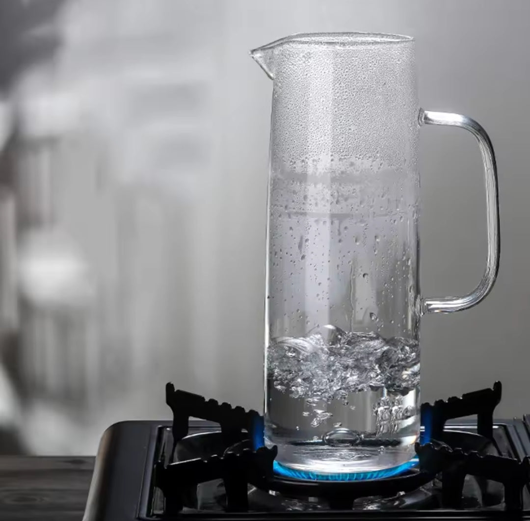 Carafe en Verre Résistante à la Chaleur | Couvercle en Bambou Écologique et Design Élégant