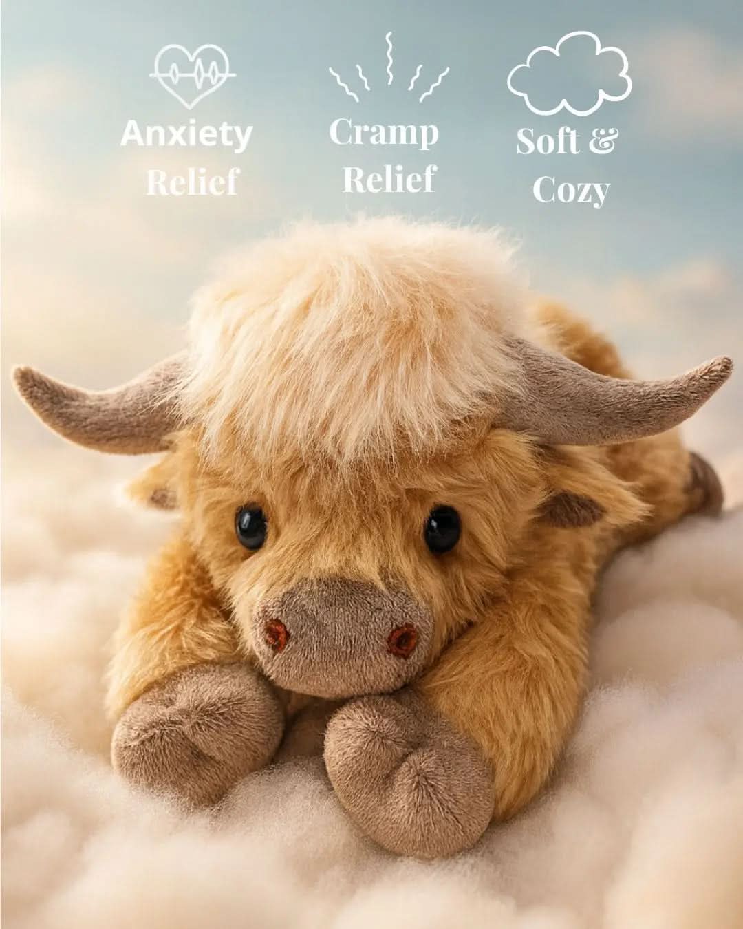 Jouet en Peluche Vache des Highlands | Compagnon Câlin Ultra Doux pour Tous