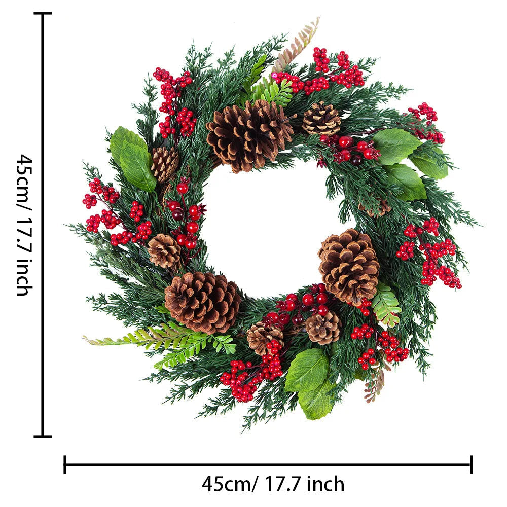 Couronne de Noël aux Baies Rouges | Charme Festif et Durable pour Décoration