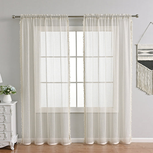 Rideaux en Voile Beige Doux | Élégance Lumineuse pour Espaces Sophistiqués