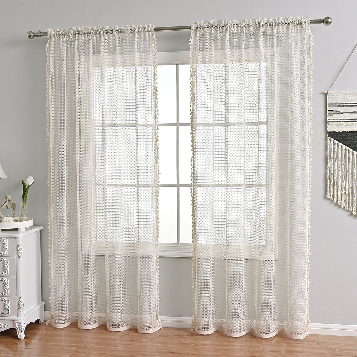 Rideaux en Voile Beige Doux | Élégance Lumineuse pour Espaces Sophistiqués