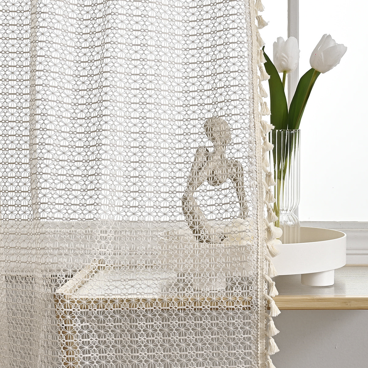 Rideaux en Voile Beige Doux | Élégance Lumineuse pour Espaces Sophistiqués