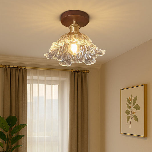 Lampe de Plafond en Verre Floral | Élégance Naturelle et Chaleur Accueillante